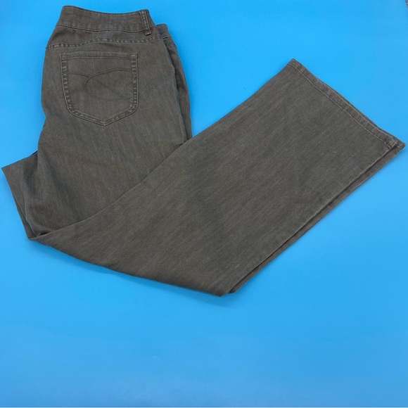 Chico's Platinum Ultimate Fit Denim Jeans Barely Flare Olive Green Size 20 - Picture 4 of 11